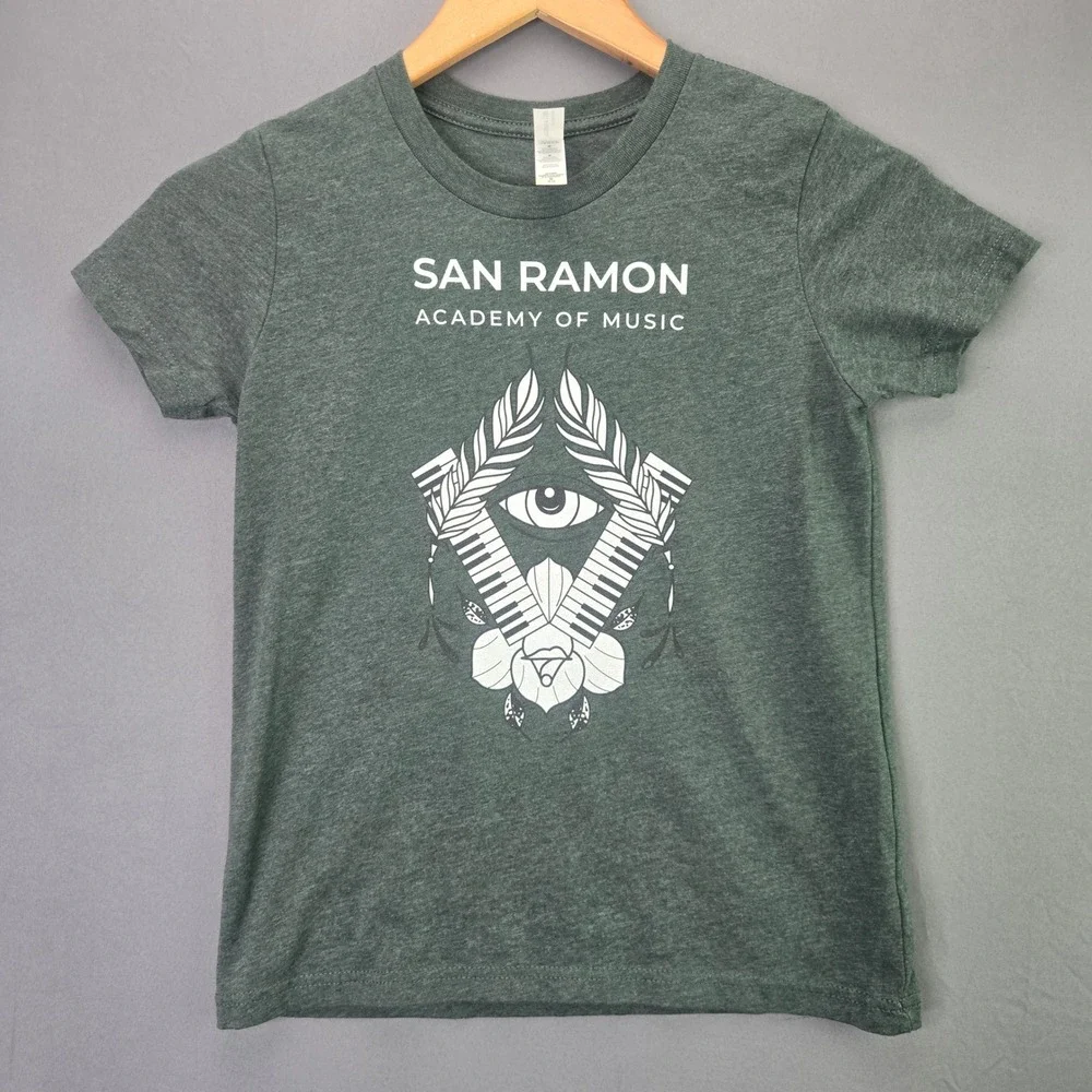 Bella+Canvas Kids T-Shirt San Ramon Academy of Music M 10-12 Green Graphic Tee